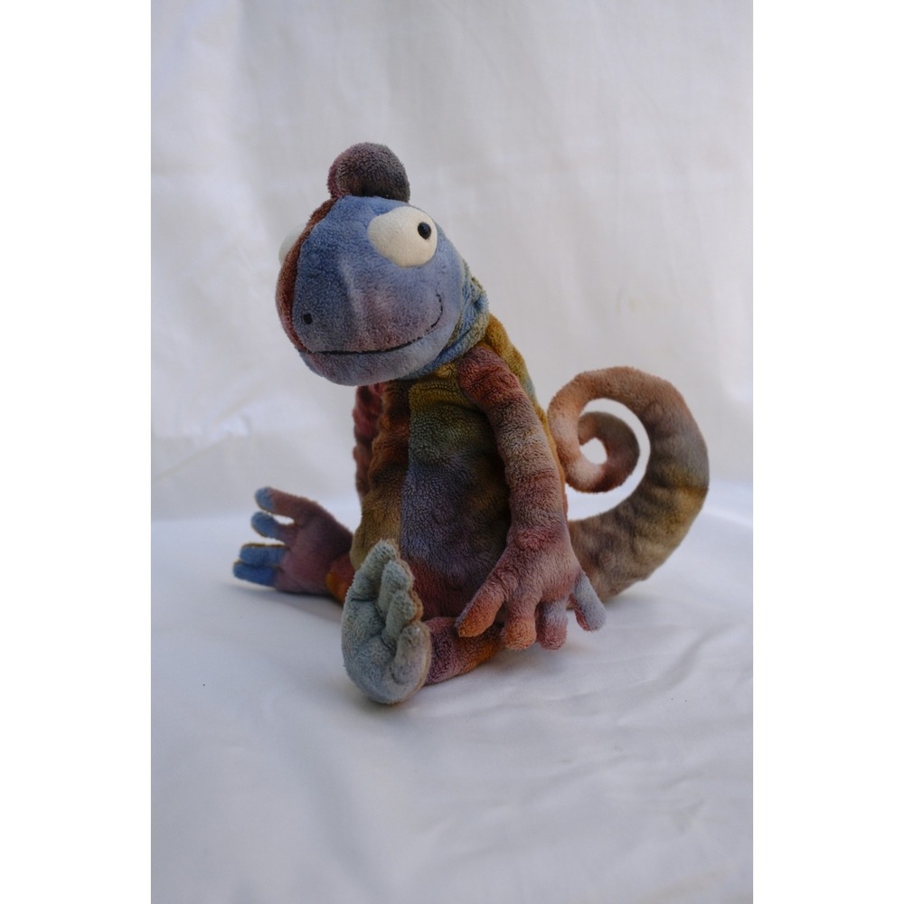 RETIRED Jellycat Colin Chameleon Lizard Plush Tie Dye Rainbow Stuffed Animal